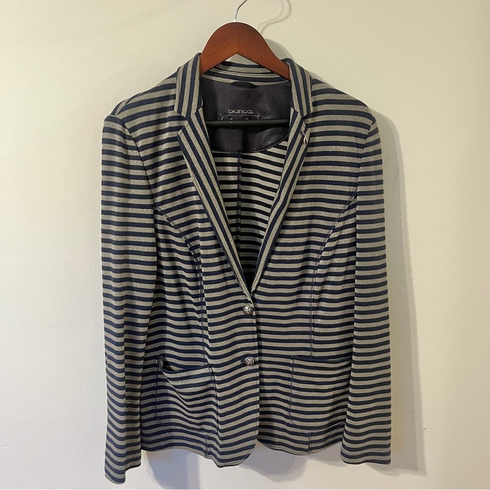 Bianca shimmer bronze and navy stretch blazer size 42/12